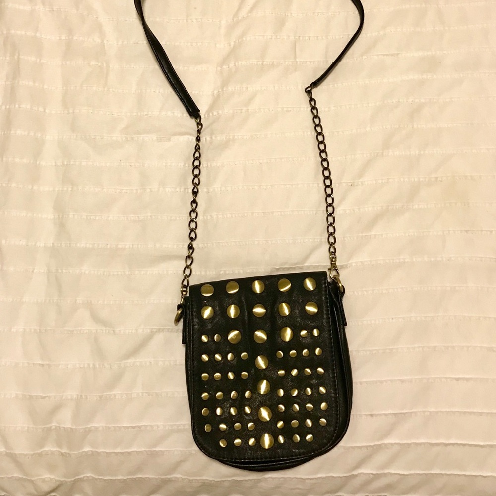 Black & gold crossbody bag